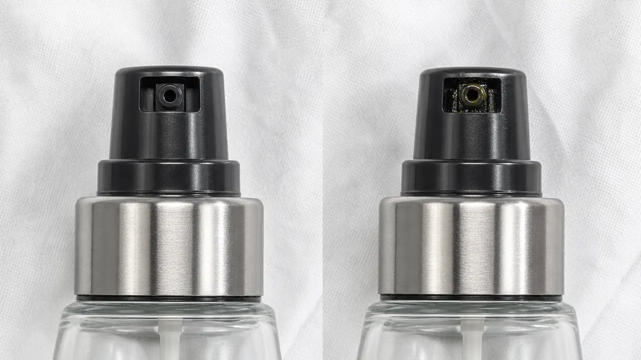 Side-by-side view of new vs well-used YARRAMATE pump nozzle showing wear comparison